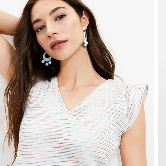 NWT LOFT Dress ~ Loft Petite Ruffle Sleeve V-Neck Swing Dress Medium - Picture 10 of 11